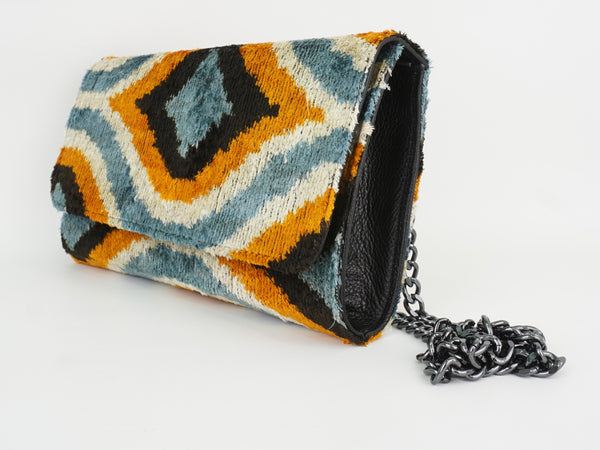 Ikat Velvet Clutch Bag With Tassel Ikat Bag Ikat Fabricsilk 