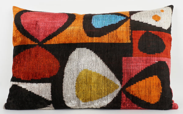 HANDMADE- IKAT SILK/VELVET PILLOWCASE