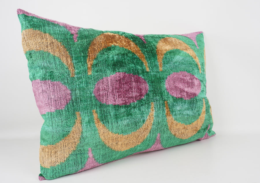 HANDMADE- IKAT SILK/VELVET PILLOWCASE