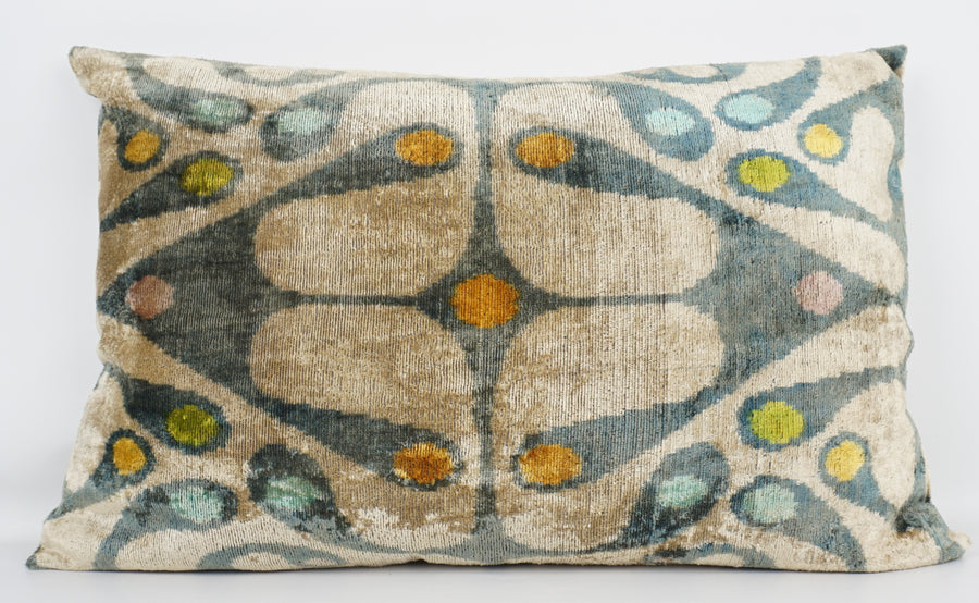 HANDMADE- IKAT SILK/VELVET PILLOWCASE