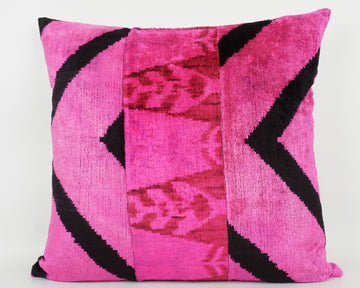 HANDMADE IKAT SILK/VELVET PATCHWORK PILLOWCASE