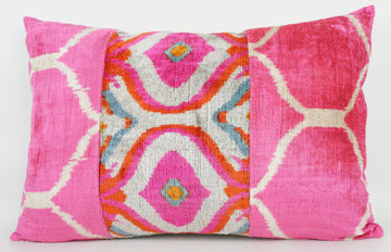 HANDMADE IKAT SILK/VELVET PATCHWORK PILLOWCASE