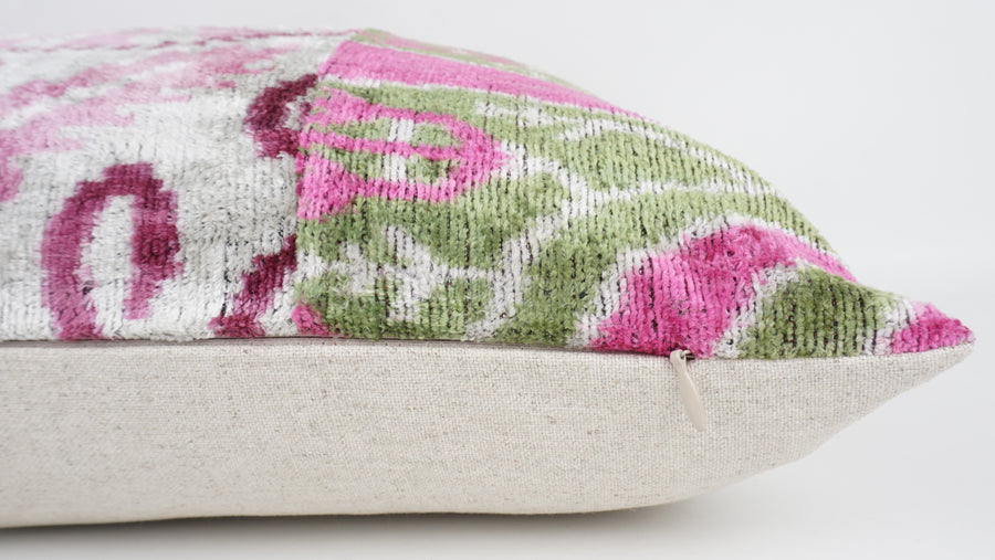 HANDMADE IKAT SILK/VELVET PATCHWORK PILLOWCASE