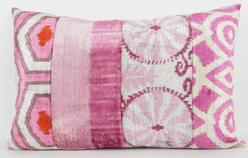HANDMADE IKAT SILK/VELVET PATCHWORK PILLOWCASE