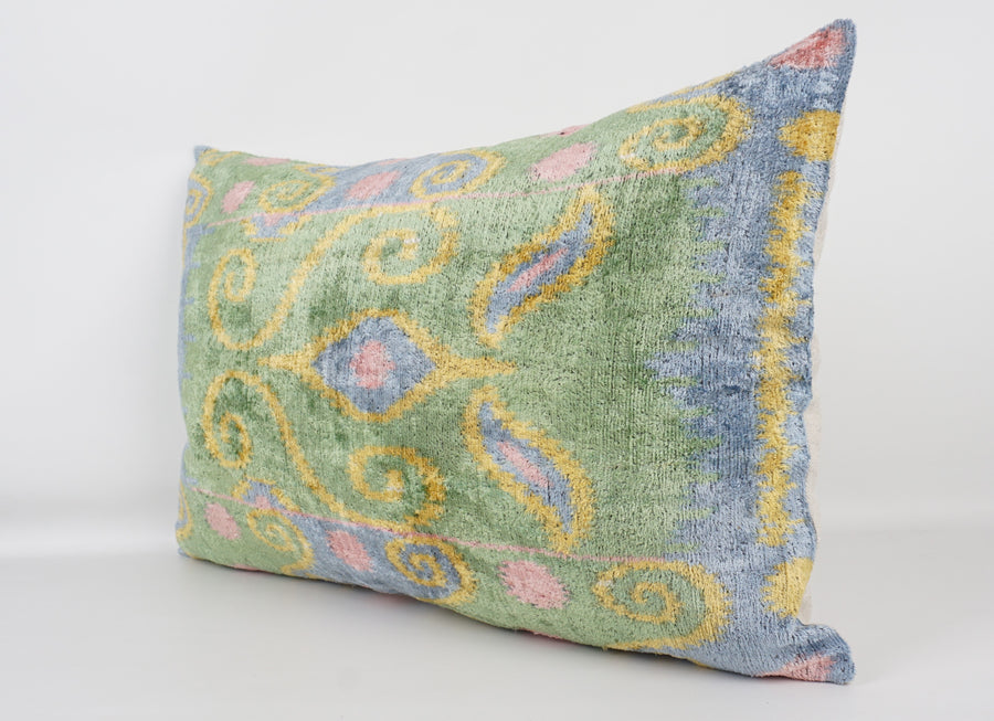 HANDMADE- IKAT SILK/VELVET PILLOWCASE