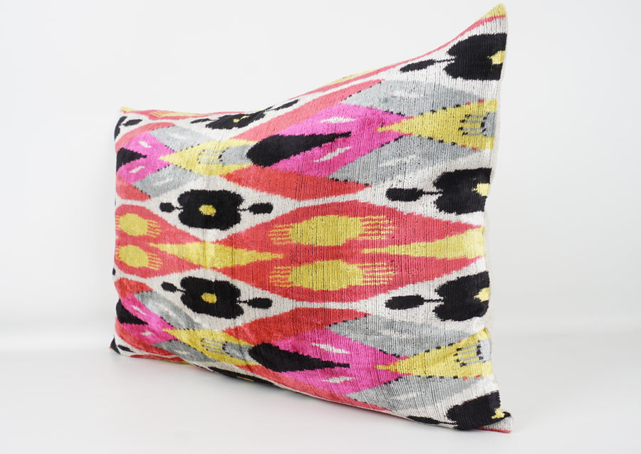 HANDMADE- IKAT SILK/VELVET PILLOWCASE