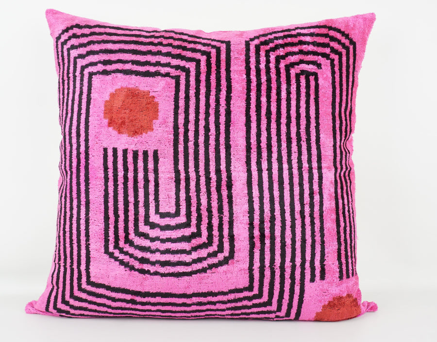 HANDMADE  IKAT SILK/VELVET PILLOWCASE