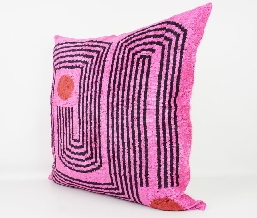 HANDMADE  IKAT SILK/VELVET PILLOWCASE