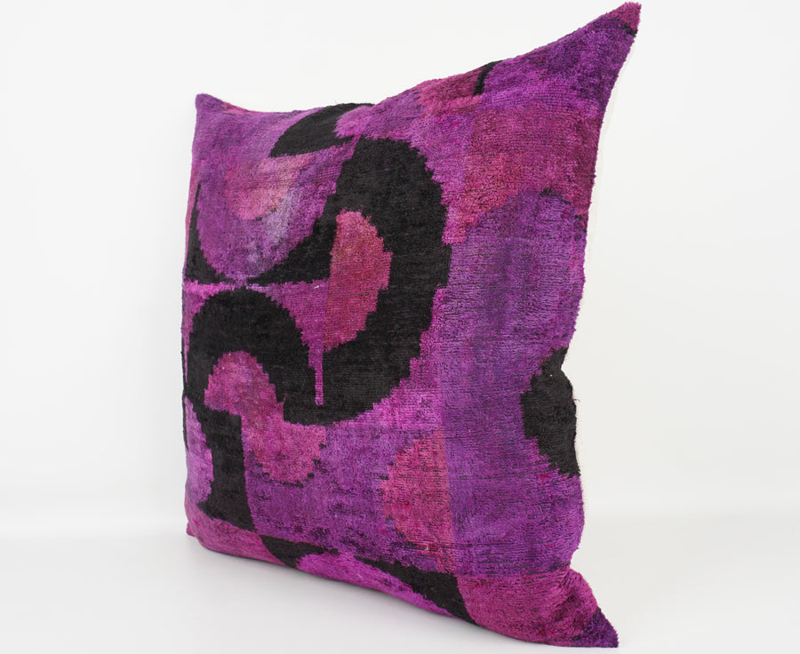 HANDMADE- IKAT SILK/VELVET PILLOWCASE