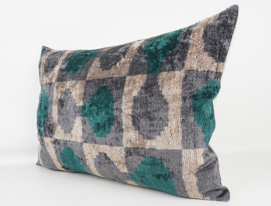 HANDMADE- IKAT SILK/VELVET PILLOWCASE