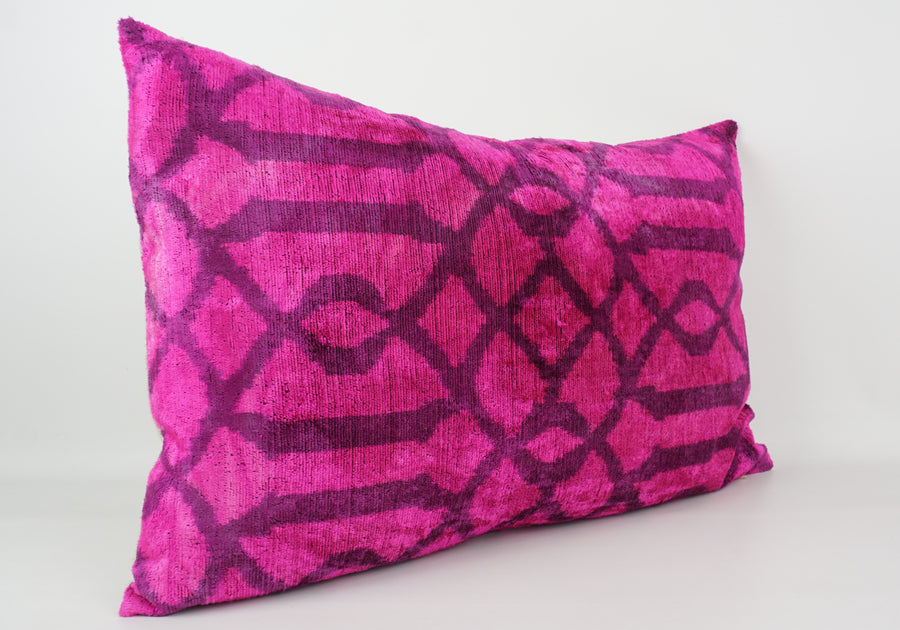 HANDMADE- IKAT SILK/VELVET PILLOWCASE