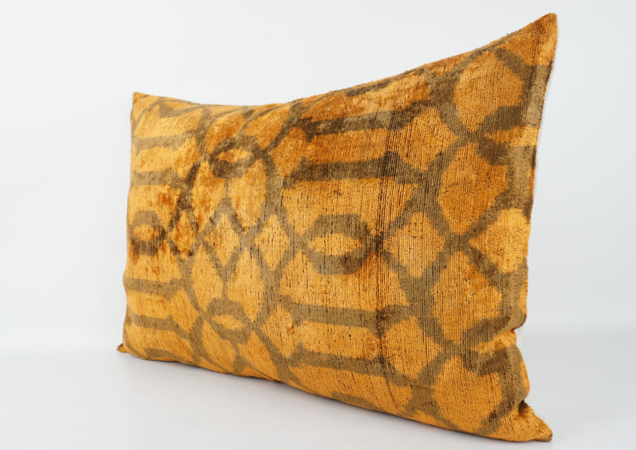 HANDMADE- IKAT SILK/VELVET PILLOWCASE