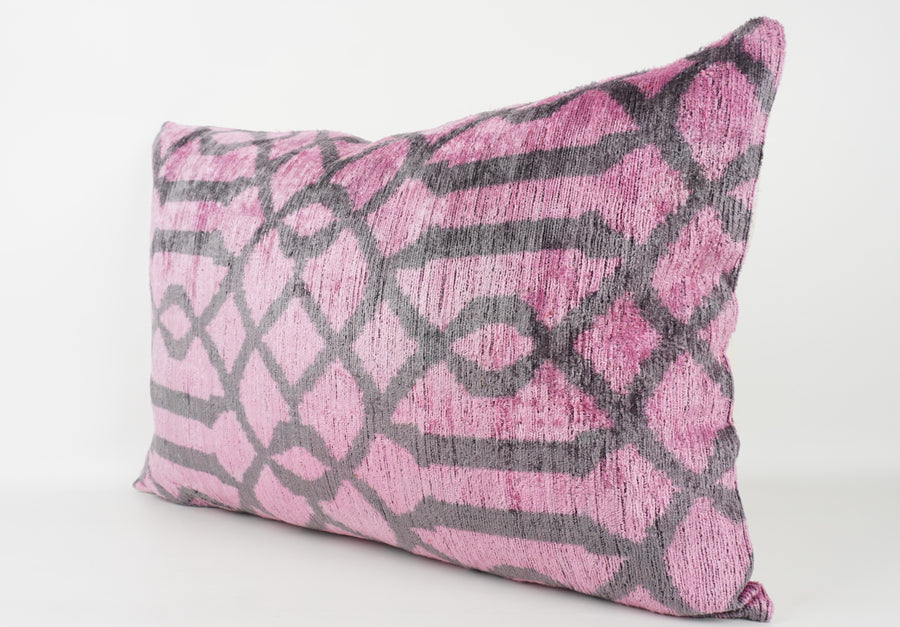 HANDMADE- IKAT SILK/VELVET PILLOWCASE