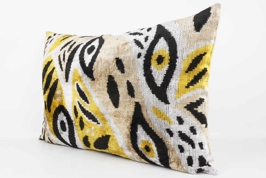 HANDMADE- IKAT SILK/VELVET PILLOWCASE