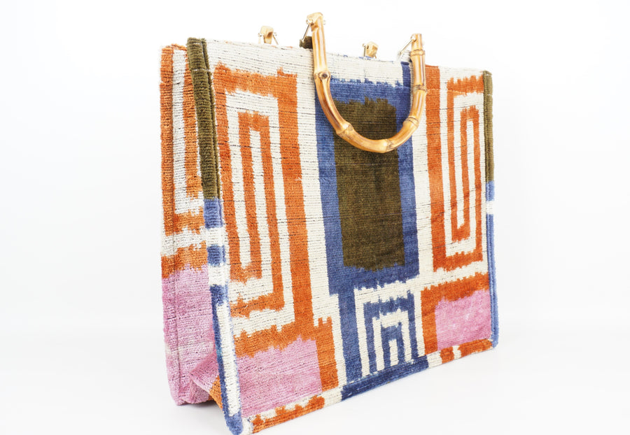 HANDMADE IKAT VELVET BAG