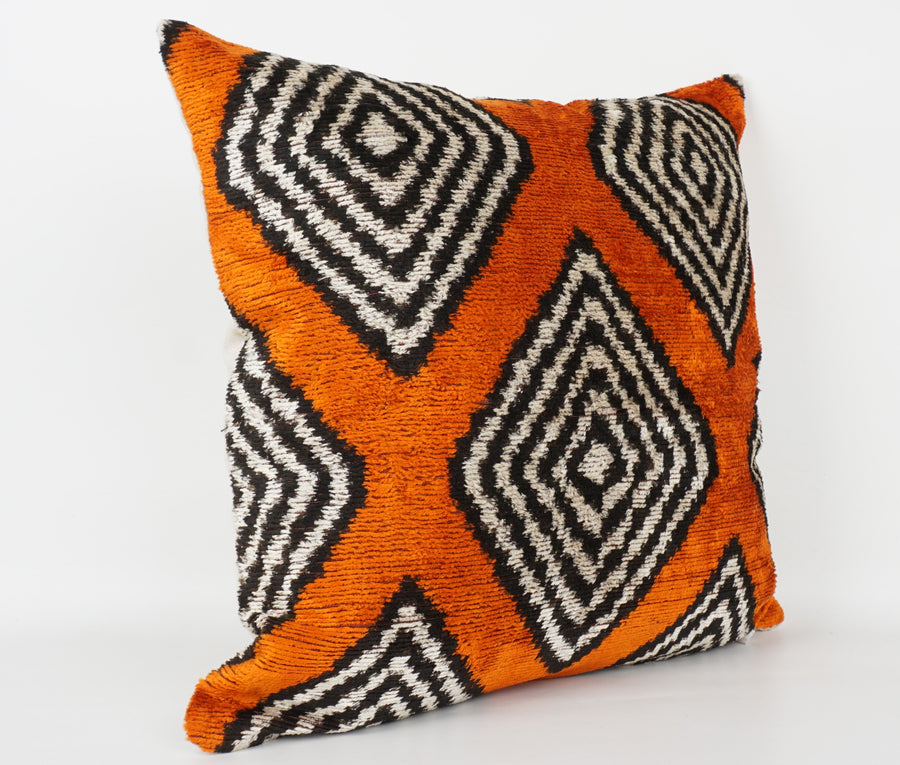 HANDMADE- IKAT SILK/VELVET PILLOWCASE