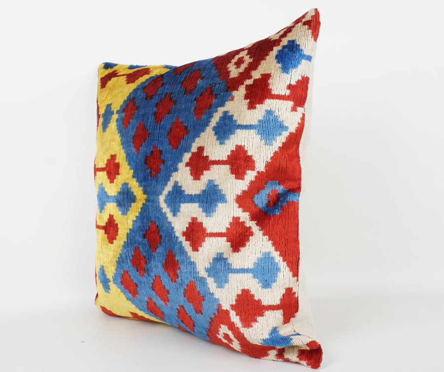 HANDMADE- IKAT SILK/VELVET PILLOWCASE