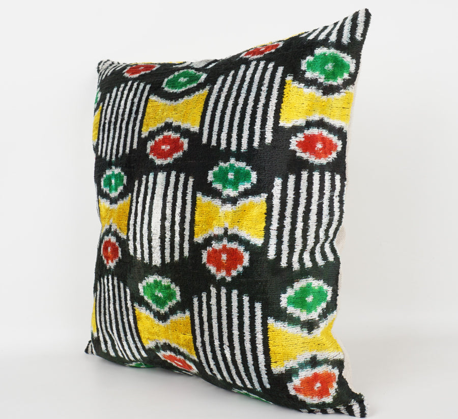 HANDMADE- IKAT SILK/VELVET PILLOWCASE