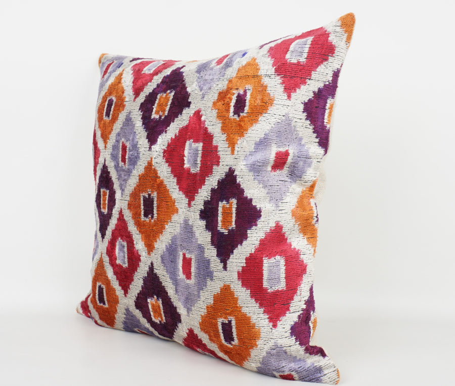 HANDMADE- IKAT SILK/VELVET PILLOWCASE