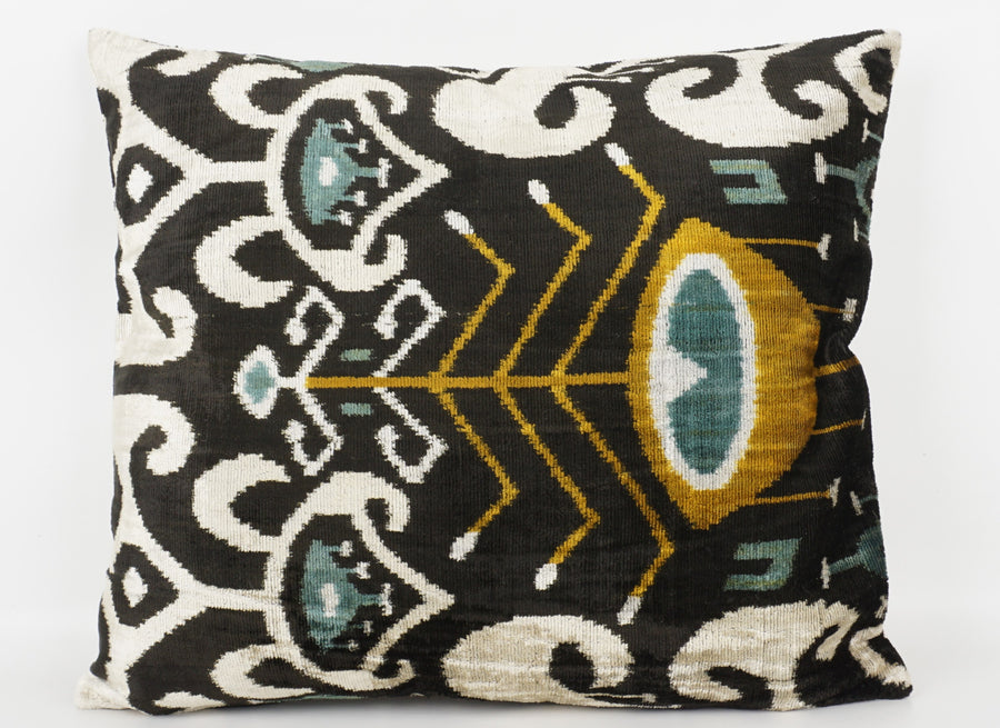 HANDMADE- IKAT SILK/VELVET PILLOWCASE