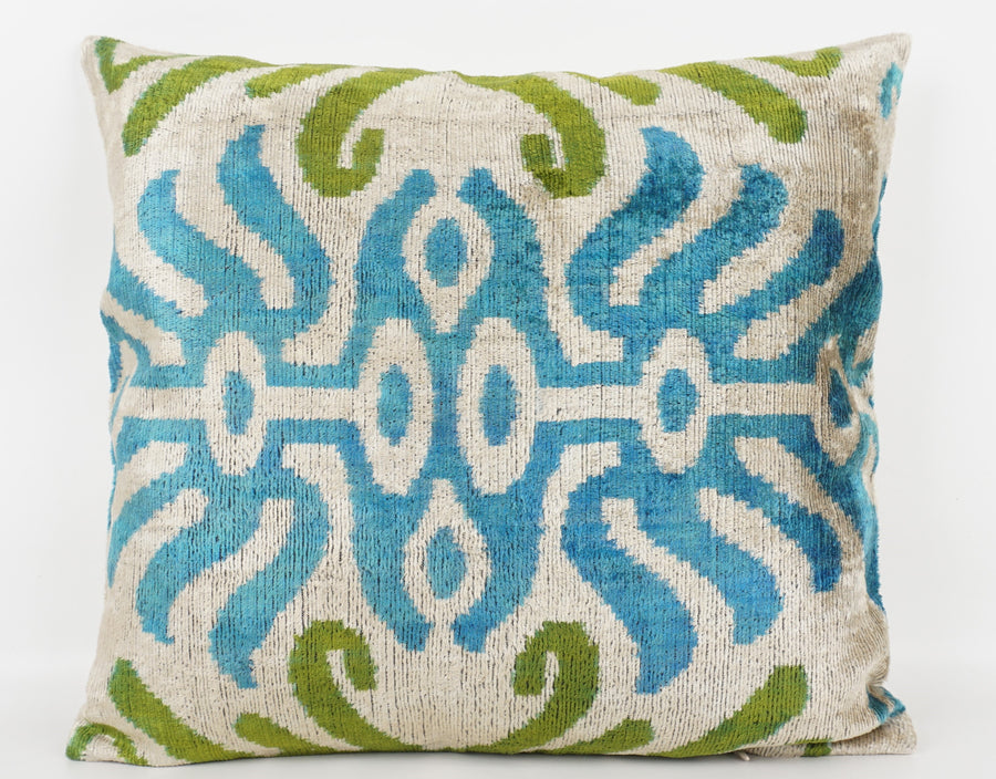 HANDMADE- IKAT SILK/VELVET PILLOWCASE