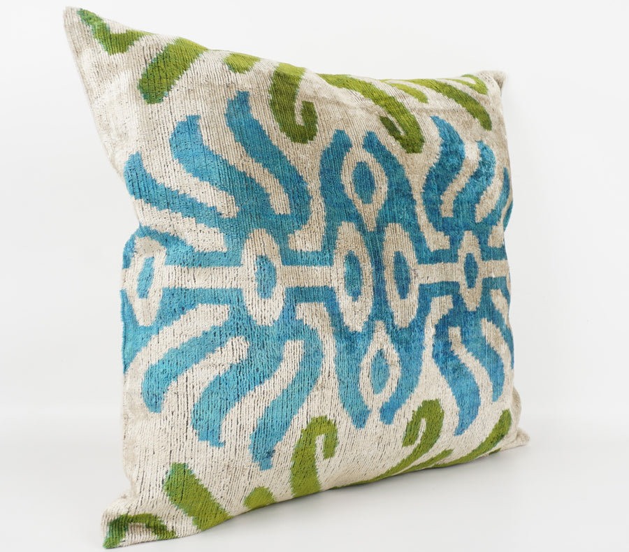 HANDMADE- IKAT SILK/VELVET PILLOWCASE