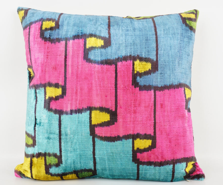 HANDMADE- IKAT SILK/VELVET PILLOWCASE