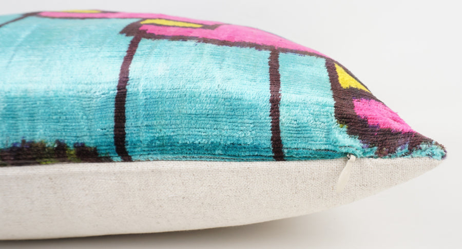 HANDMADE- IKAT SILK/VELVET PILLOWCASE