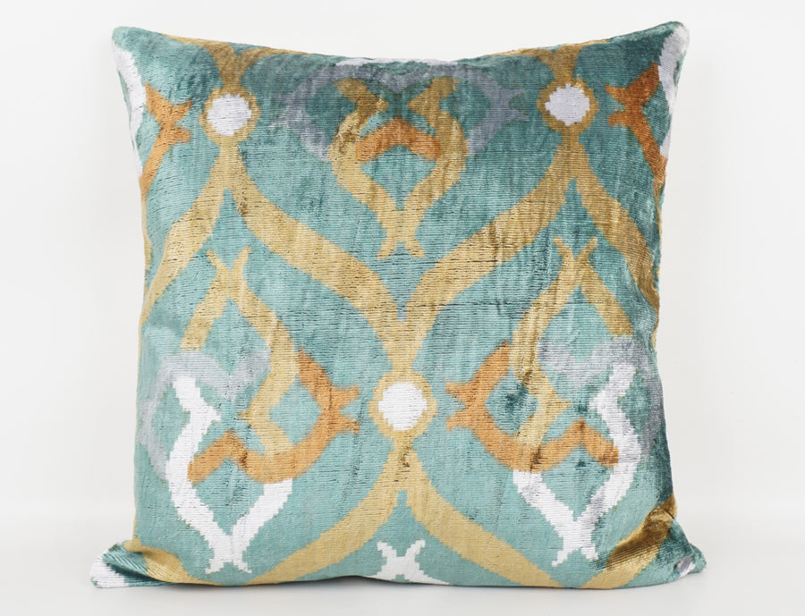 HANDMADE- IKAT SILK/VELVET PILLOWCASE