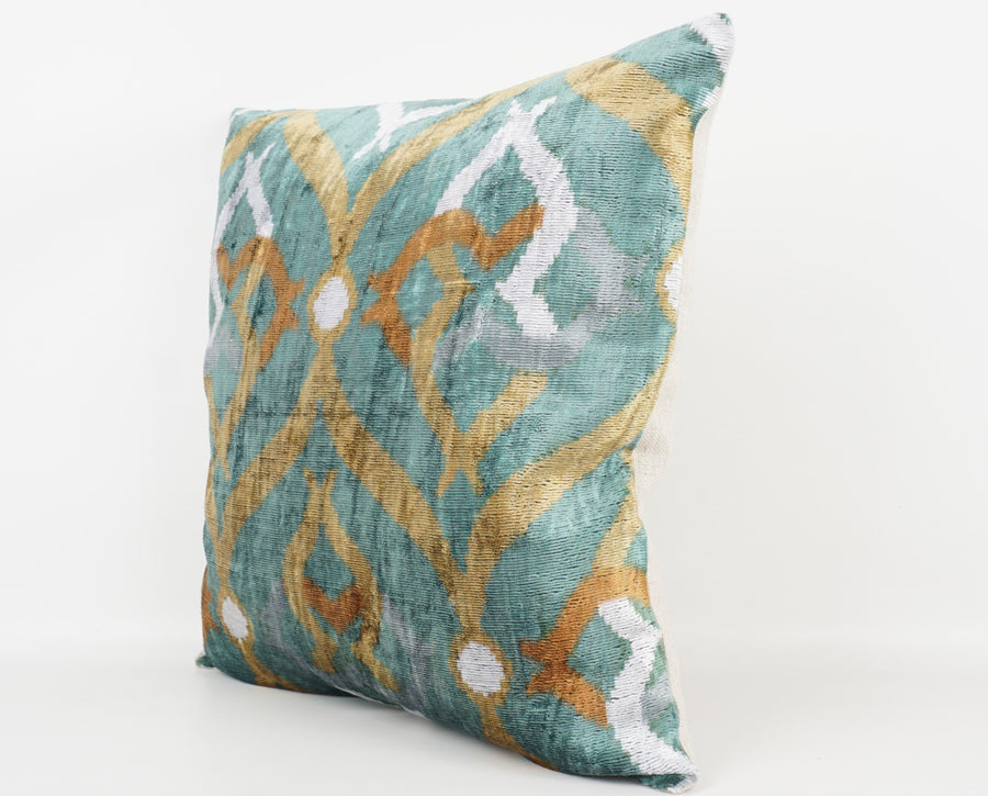 HANDMADE- IKAT SILK/VELVET PILLOWCASE