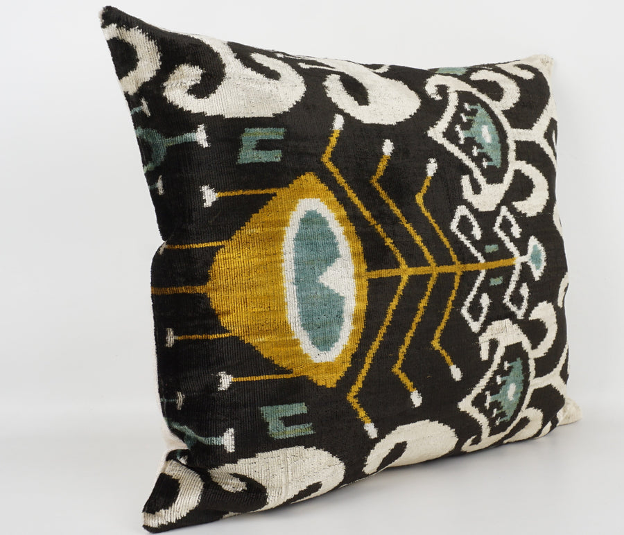 HANDMADE- IKAT SILK/VELVET PILLOWCASE