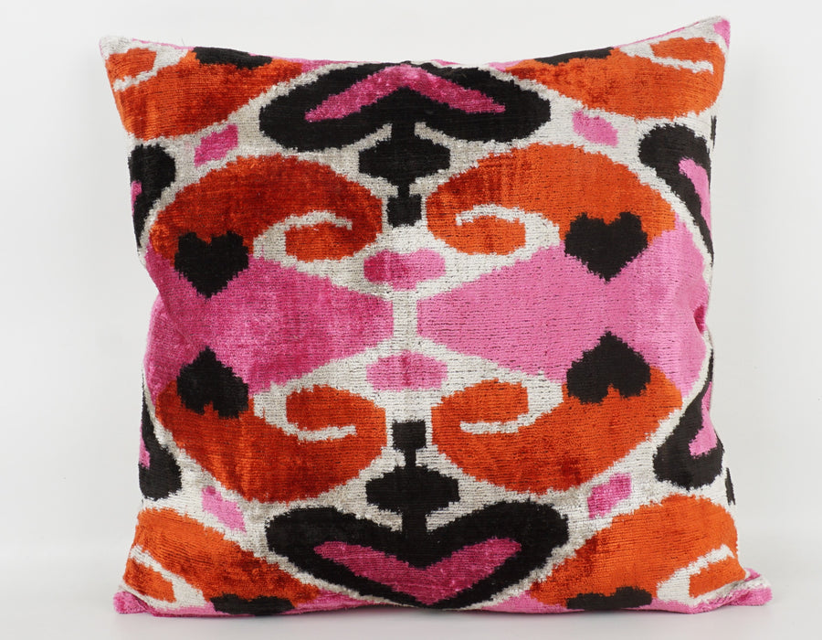 HANDMADE- IKAT SILK/VELVET PILLOWCASE