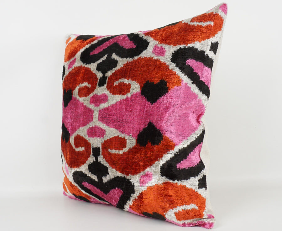 HANDMADE- IKAT SILK/VELVET PILLOWCASE
