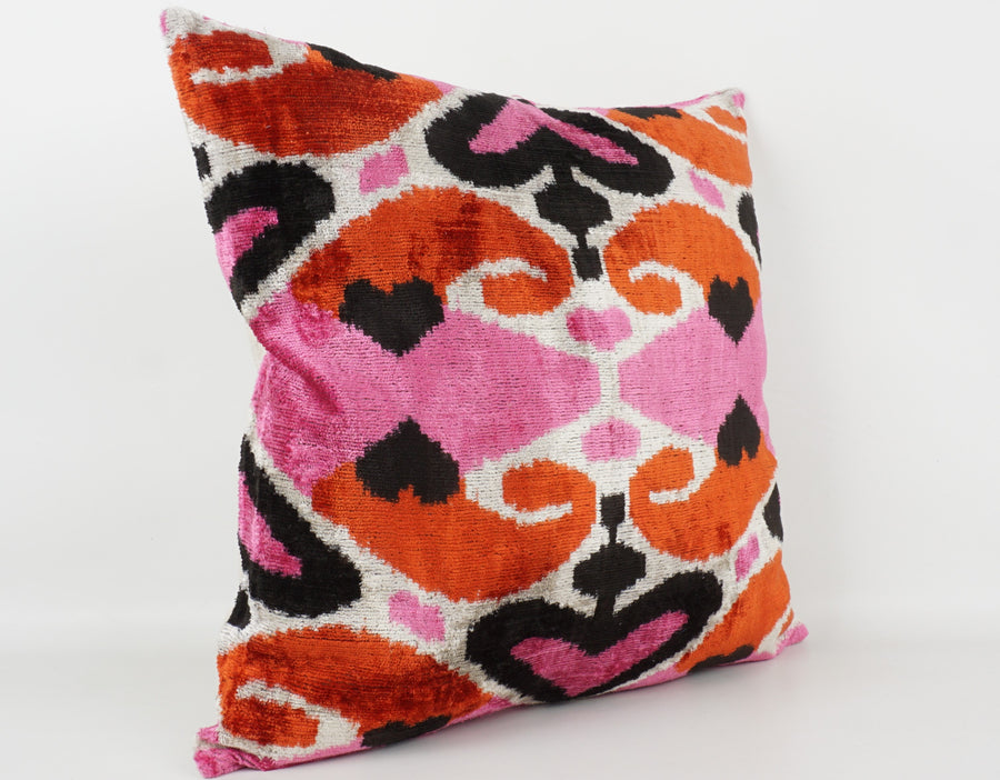 HANDMADE- IKAT SILK/VELVET PILLOWCASE