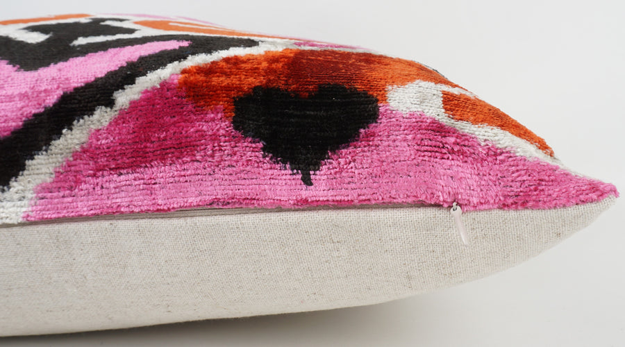 HANDMADE- IKAT SILK/VELVET PILLOWCASE
