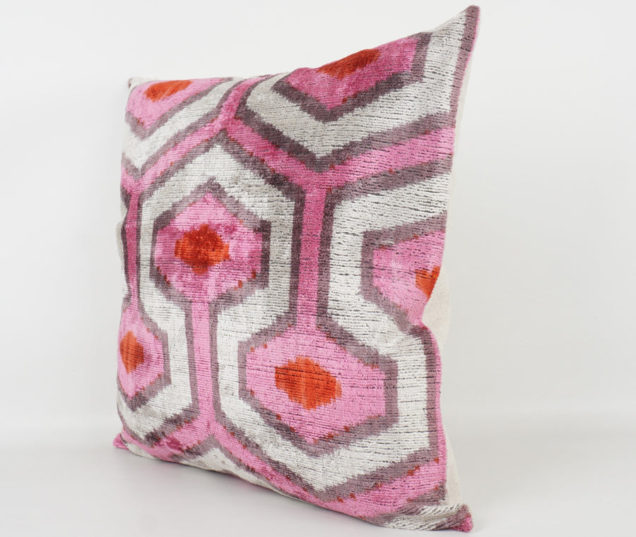 HANDMADE- IKAT SILK/VELVET PILLOWCASE