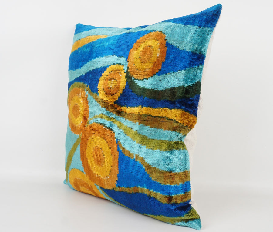 HANDMADE- IKAT SILK/VELVET PILLOWCASE