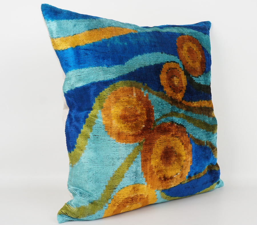 HANDMADE- IKAT SILK/VELVET PILLOWCASE