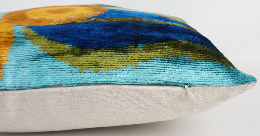 HANDMADE- IKAT SILK/VELVET PILLOWCASE
