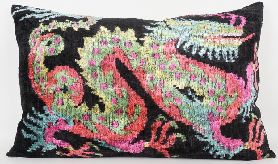 HANDMADE- IKAT SILK/VELVET PILLOWCASE