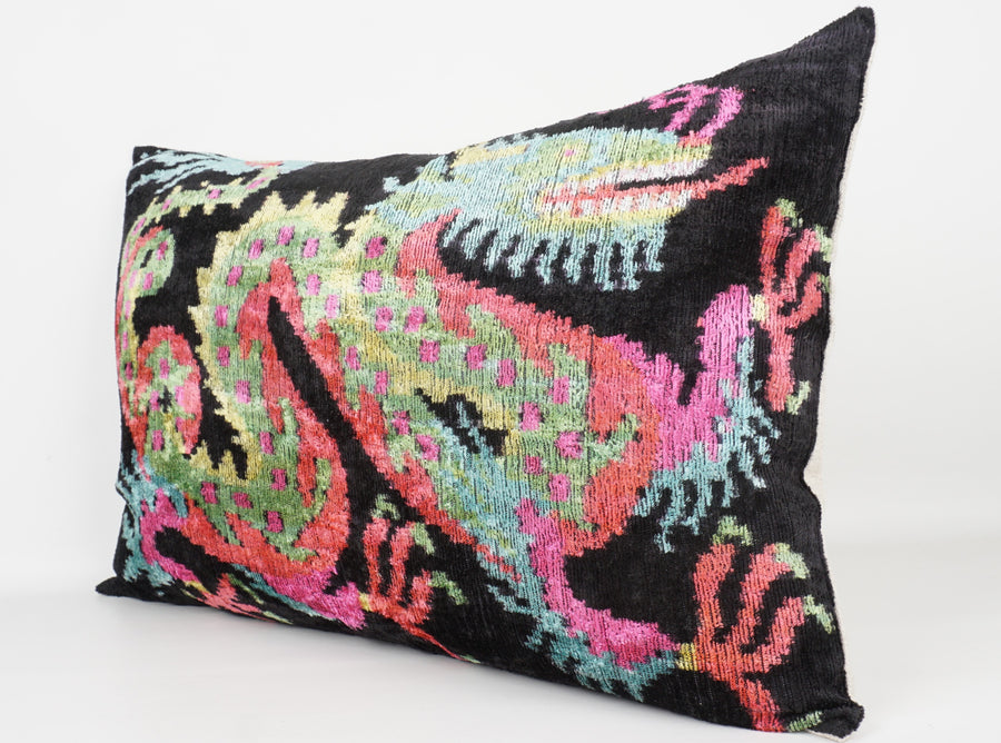 HANDMADE- IKAT SILK/VELVET PILLOWCASE
