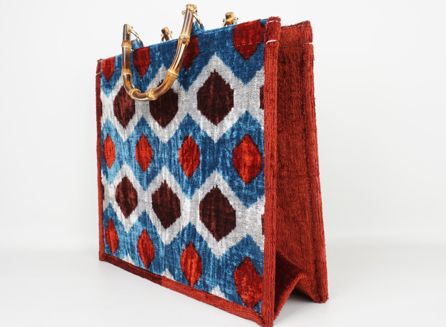 HANDMADE IKAT VELVET BAG