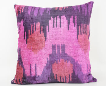 HANDMADE- IKAT SILK/VELVET PILLOWCASE
