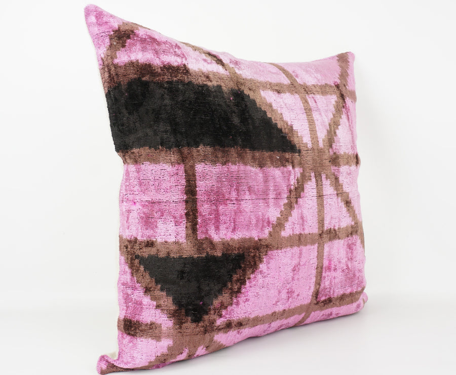 HANDMADE- IKAT SILK/VELVET PILLOWCASE