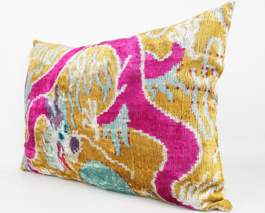 HANDMADE- IKAT SILK/VELVET PILLOWCASE