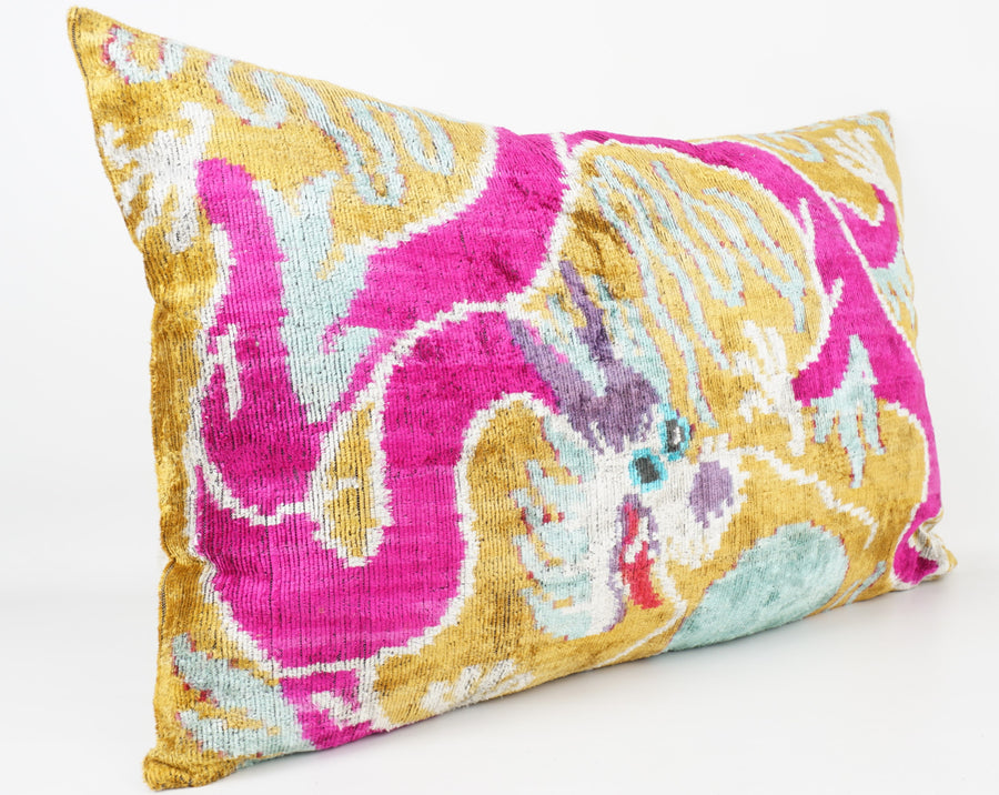 HANDMADE- IKAT SILK/VELVET PILLOWCASE