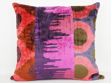 HANDMADE IKAT SILK/VELVET PATCHWORK PILLOWCASE