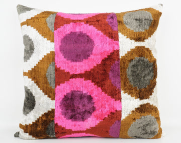 HANDMADE IKAT SILK/VELVET PATCHWORK PILLOWCASE