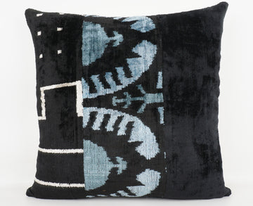 HANDMADE IKAT SILK/VELVET PATCHWORK PILLOWCASE