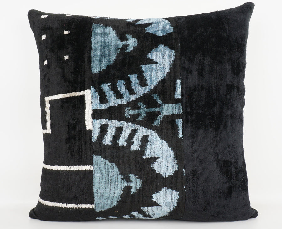 HANDMADE IKAT SILK/VELVET PATCHWORK PILLOWCASE